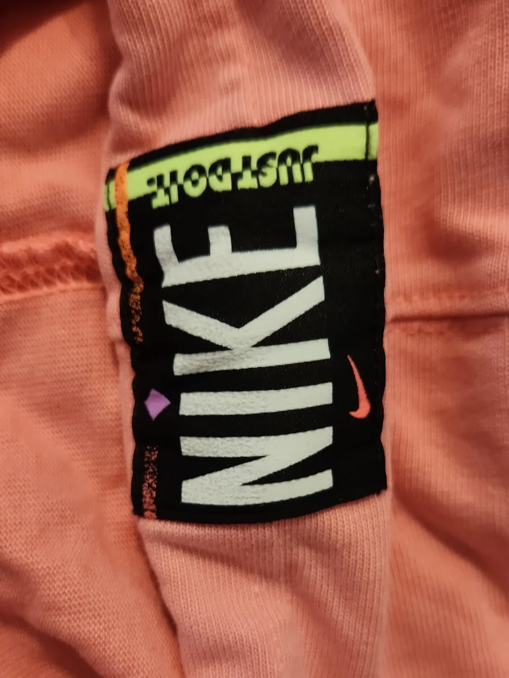 Nike Just Do It  100% Cotyon Coral Hoodie with Color-Block Logo Patch Sz 1X